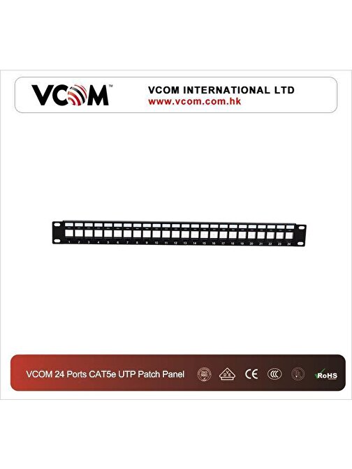 Vcom D15324 24 Port Cat5 Utp Rack M.Patch Panel