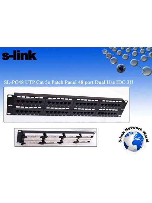 S-link SL-PC48 48 Port UTP Cat 5 Patch Panel