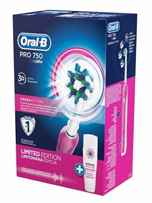 Oral-B Pro 750 Cross Action Şarj Edilebilir Diş Fırçası Pembe