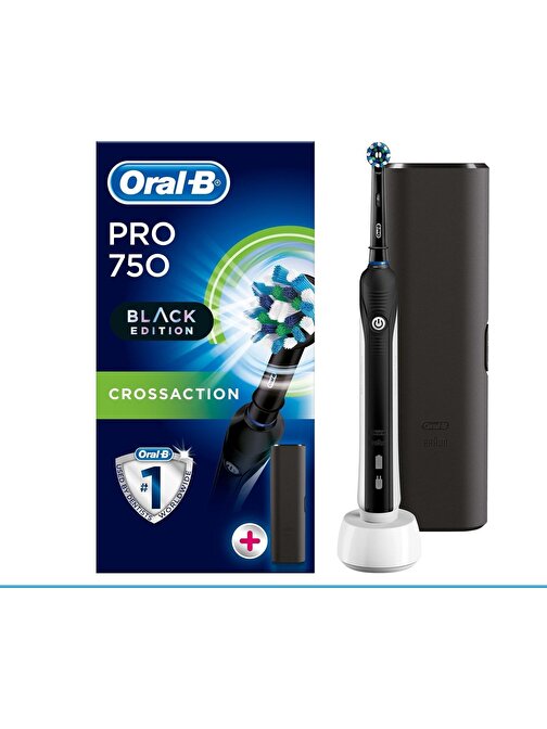 Oral-B Pro 750 Cross Action Şarj Edilebilir Diş Fırçası Siyah Seyahat Kabı Hediyeli!