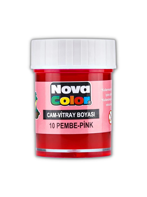 Nova Color NC-10 Pembe Su Bazlı Cam Boyası Vitray Boyası 25 ml