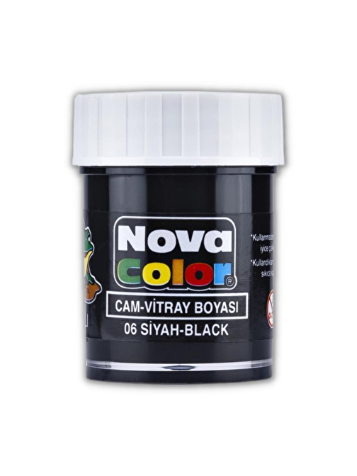 Nova Color NC-06 Siyah Su Bazlı Cam Boyası Vitray Boyası 25 ml