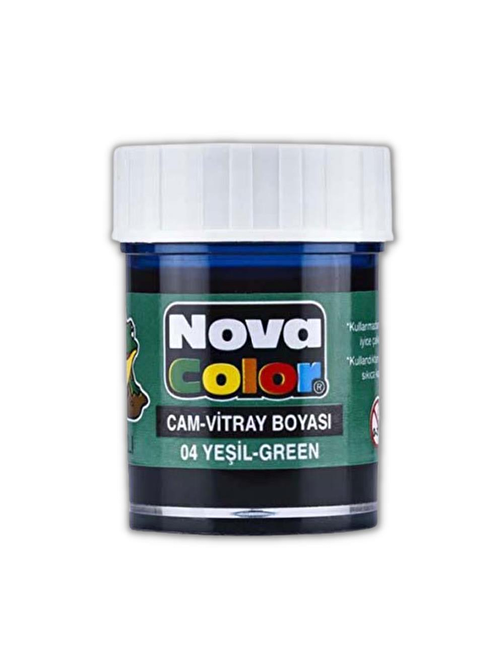 Nova Color NC-04 Yeşil Su Bazlı Cam Boyası Vitray Boyası 25 ml