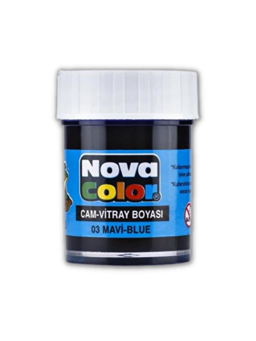 Nova Color NC-03 Mavi Su Bazlı Cam Boyası Vitray Boyası 25 ml