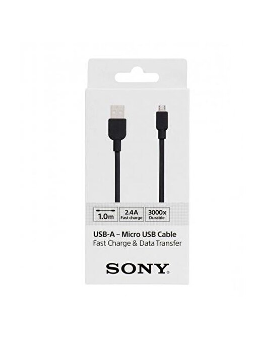 Sony CP-AB100 2.4A Micro USB Hızlı Şarj Data Kablosu 1 m Siyah