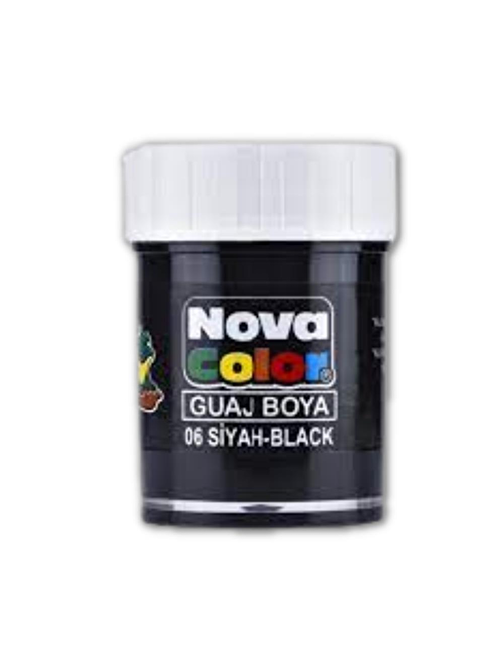 Nova Color Su Bazlı Şişe Guaj Boya Siyah 25 ml