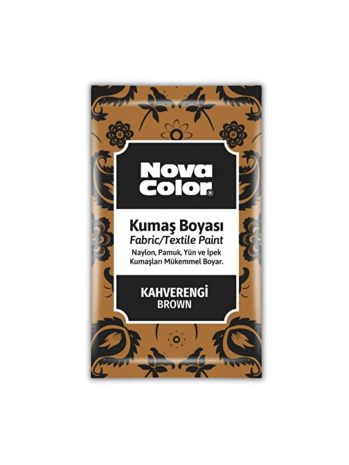 Nova Color Kot Pantalon Gömlek Tişört Tekstil Toz Kumaş Boyası Kahverengi 12 gr
