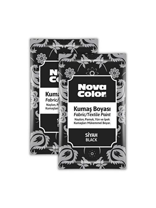 Nova Color Kot Pantalon Gömlek Tişört Tekstil Toz Kumaş Boyası Siyah 2x12 gr