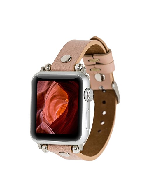 Bouletta Apple Watch 38 - 40 - 41 mm Deri Ferro ST NU1 Akıllı Saat Kordonu Pembe