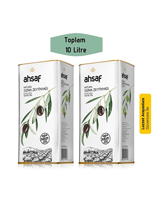 Ahsaf Soğuk Sıkım Zeytinyağı 5 lt 2'li Ekonomik Paket