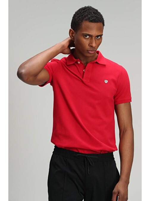 Lufian Polo Yaka Düz Kısa Kollu Kırmızı Erkek T-Shirt 111040091