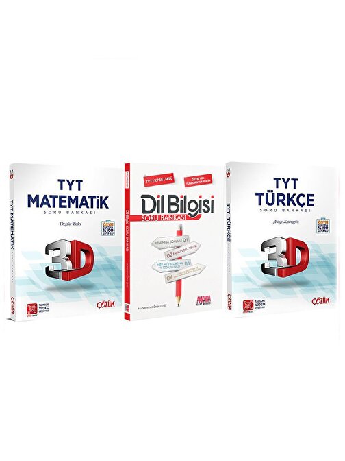 Akm Kitap 3D TYT Türkçe ve Matematik ile AKM Dil Bilgisi Soru Bankası Seti 3 Kitap