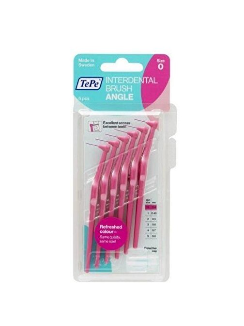 Tepe İnterdental Brush Angle Diş Teli Arayüz Fırçası 0.4 mm 6'lı Pembe