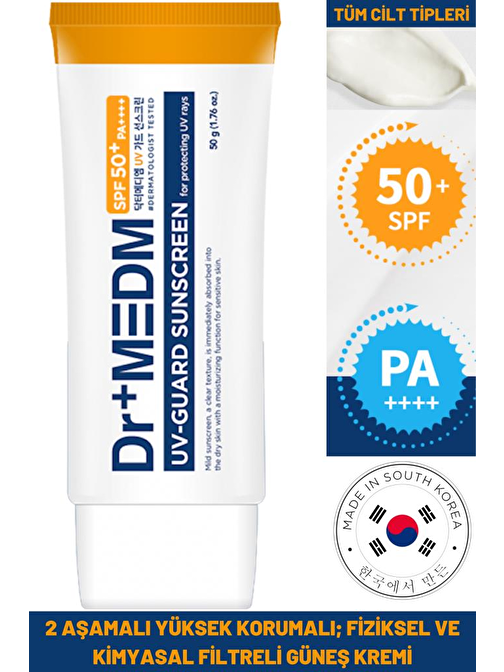Dr+Medm Spf50 Uv 50 ml Guard Sunscreen Yüksek Koruma Fiziksel&Kimyasal Filtreli Güneş Kremi