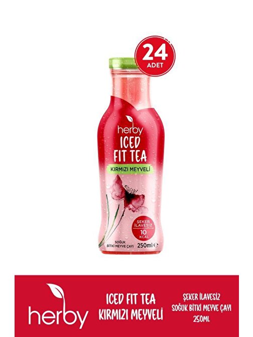 Herby Kırmızı Meyveli Şeker İlavesiz Soğuk Çay 24'lü 250 ml