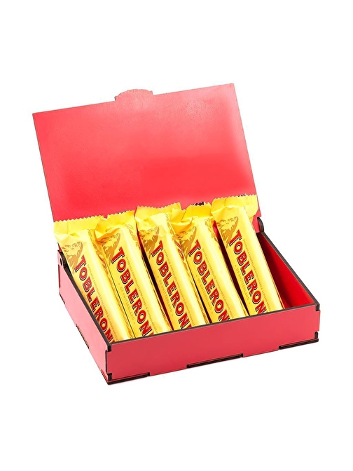 Nostaljik Lezzetler Sevdiklerinize Özel Kırmızı Ahşap Hediye Kutusunda 5 Adet Toblerone