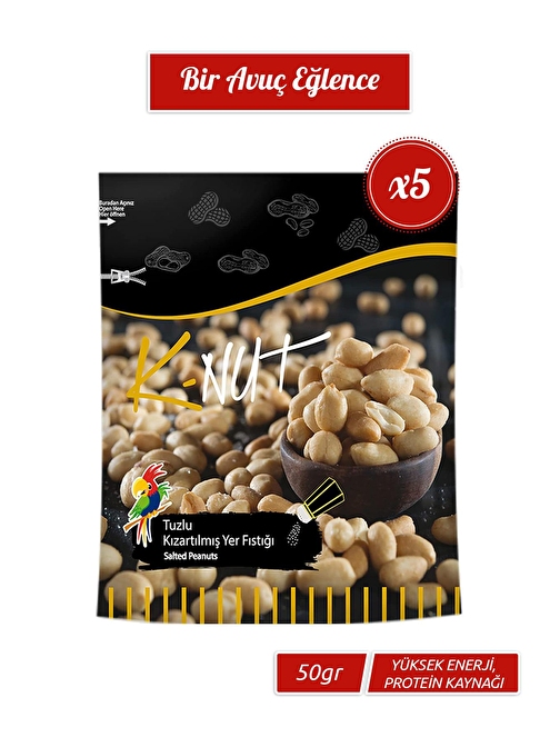 Papağan Kuruyemiş K-Nut Tuzlu Soslu Kızartılmış Yer Fıstığı 5 X 50 Gr