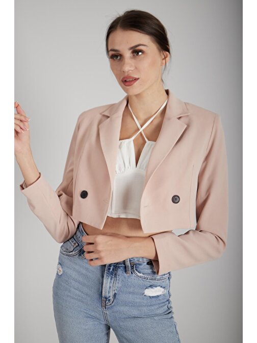 Lavanta Astarlı Crop Blazer Ceket 0105118.333