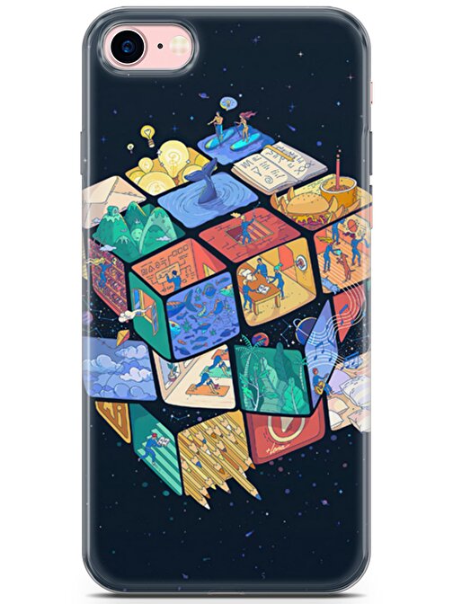 Lopard Apple iPhone 8 Uyumlu Kılıf Algorand 03 Telefon Kılıfı Rubik