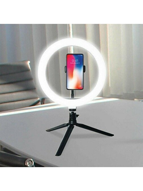 Baskaya 8İnç 20Cm Youtube Instagram Tiktok Selfie Stüdyo Video Fotoğraf Ring Light Tripod Led Halka Işık