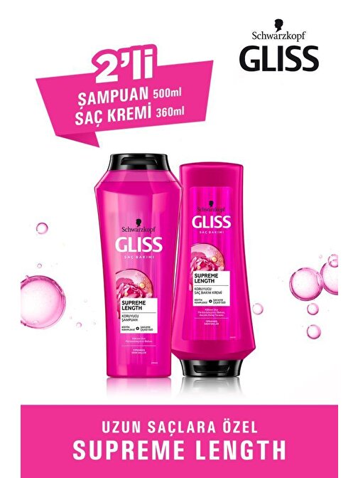 Gliss Supreme Length Şampuan 500 ml + Saç Kremi 360 ml
