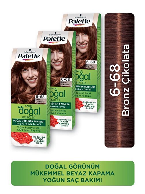 Palette Kalıcı Doğal Renkler Saç Boyası 6.68 Bronz Çikolata X 3 Adet