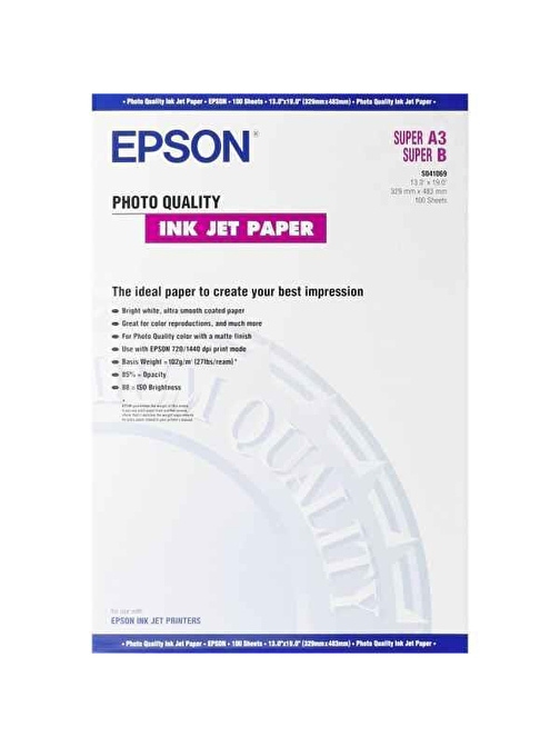 Epson A3+ 102gram 100 Adet Fotoğraf Kağıdı S041069