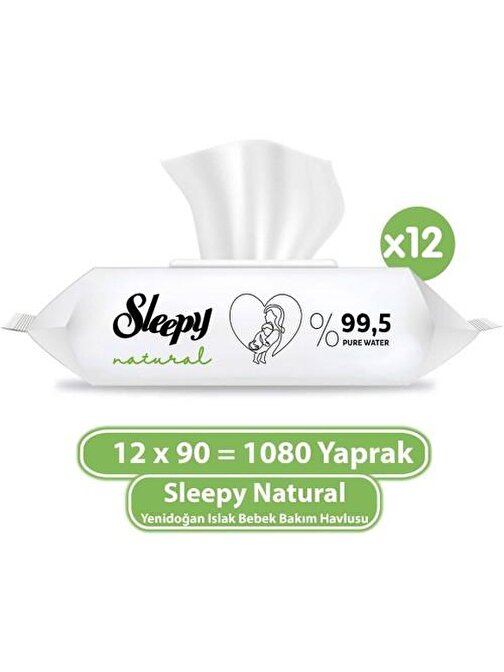 Sleepy Natural Yenidoğan Islak Bebek Bakım Havlusu 12X90 (1080 Yaprak)