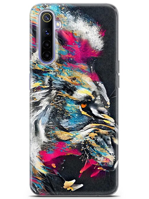 Lopard Realme 6 Uyumlu Kılıf Polka 04 Case Aslan