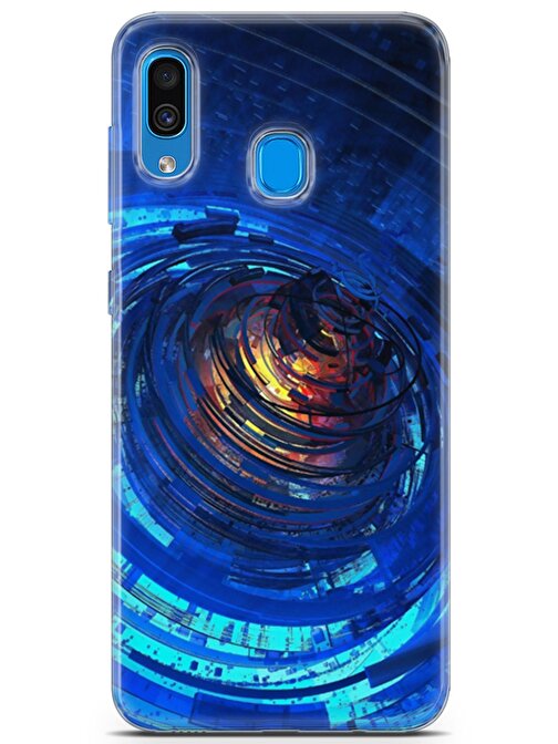 Lopard Samsung Galaxy A20 Uyumlu Kılıf Polka 03 Telefon Kılıfı Lacivert