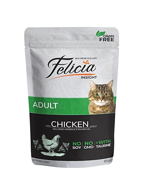 Felicia Tahılsız Tavuklu Pouch Yetişkin Kedi Konservesi 85 gr