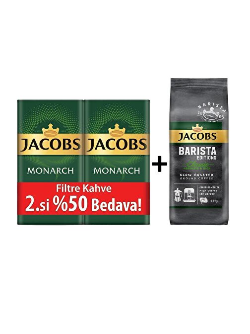 Jacobs Monarch Filtre Kahve 500 gr x 2 Adet + Jacobs Barista Editions Classic Filtre Kahve 225 gr