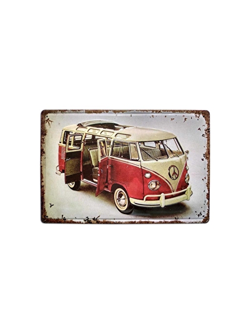 Cajuart Volkswagen Minibüs Tema 20X30 Cm Metal Plaka Metal Tablo