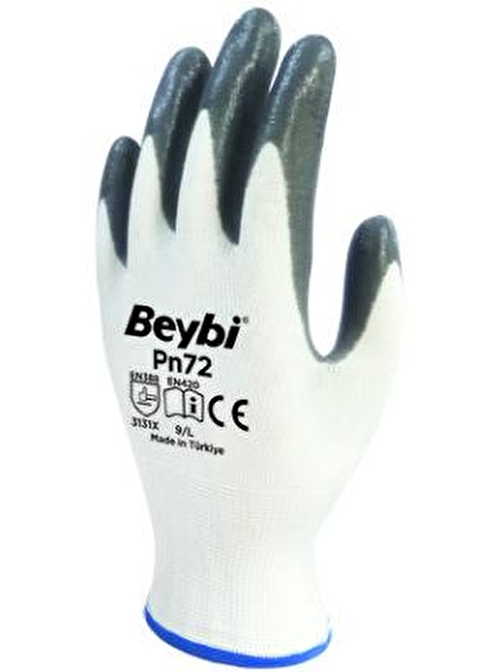 Beybi Nitril Poly Pn72 10Beden Beyaz Gri 12Li Pake