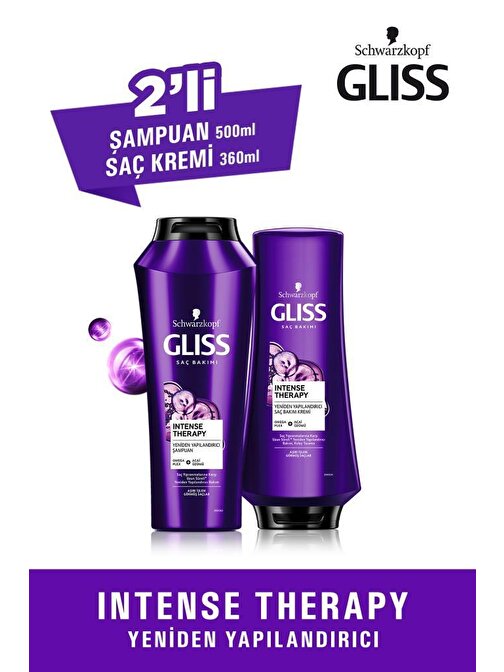 Gliss Intense Therapy Yeniden Yapılandırıcı Set (Şampuan 500 Ml + Saç Kremi 360 Ml)