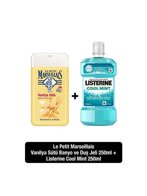 Le Petit Marseillais Duş Jeli Vanilya Sütü 250 ml  + Listerine Cool Mint 250 ml