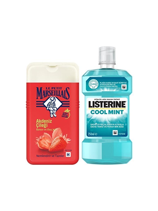 Le Petit Marseillais Akdeniz Çileği Duş Jeli 250 ml  + Listerine Cool Mint Duş Jeli 250 ml