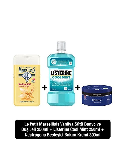 Le Petit Marseillais Vanilya Sütü 250 ml  + Listerine Cool Mint 250 ml  + Neutrogena Besleyici Bakım Kremi 300 ml