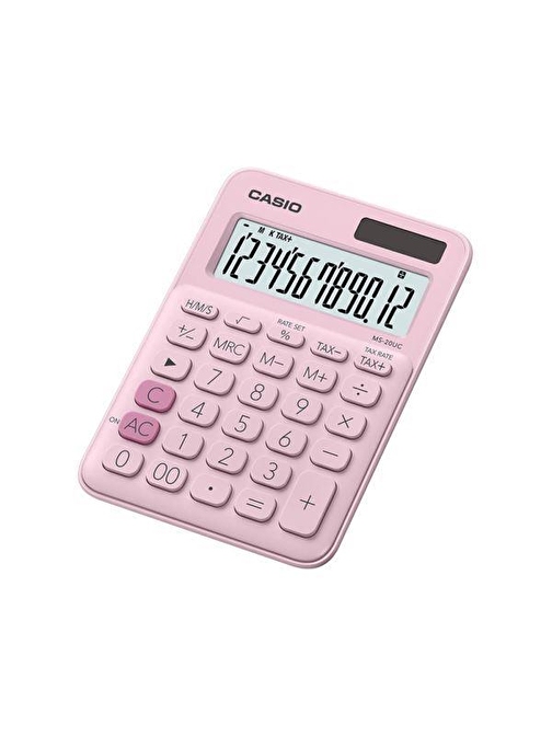 Casio MS-20UC-PK 12 Haneli Orta Boy Masaüstü Hesap Makinesi Açık Pembe