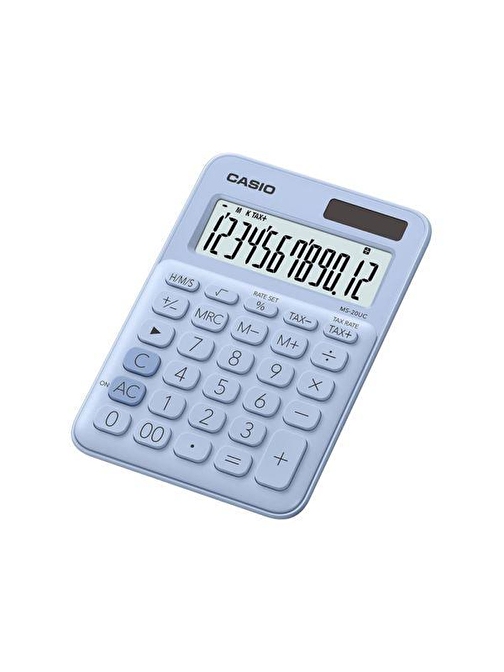 Casio MS-20UC-LB 12 Haneli Orta Boy Masaüstü Hesap Makinesi Açık Mavi