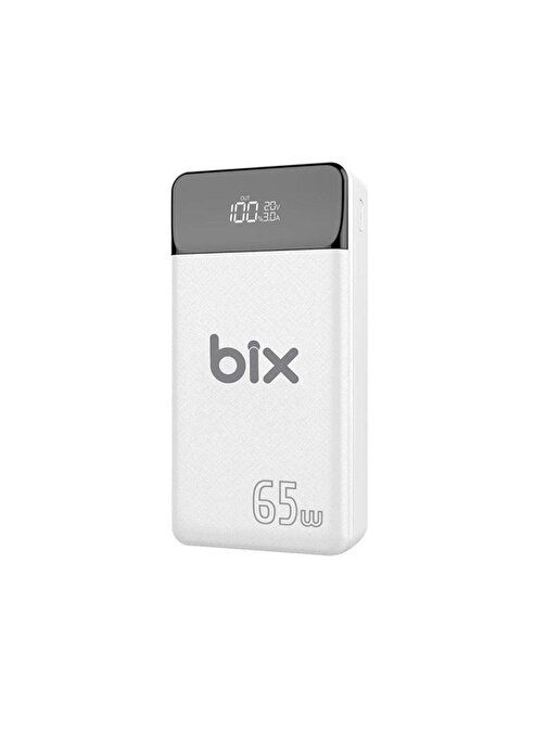 Bix PB301-65W 30000 mAh 65W Üç Çıkışlı USB Kablolu Powerbank Beyaz