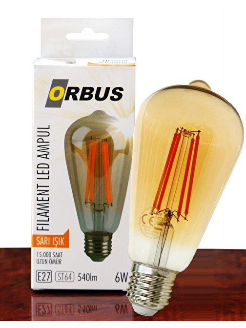 Orbus Orb-St6w 6w Sarı Işık E27 A60 540lm 15.000 Saat Fılamnet Led Ampul