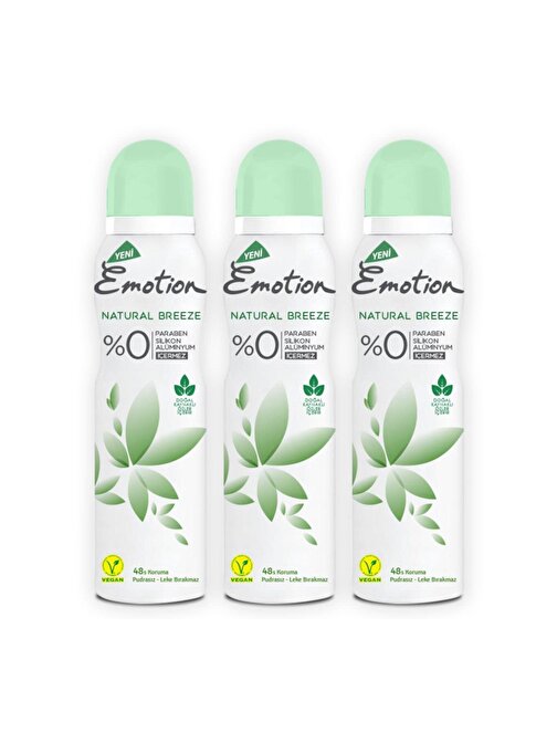 Emotion  Natural Breeze Kadın Sprey Deodorant 150 Ml X 3 Adet