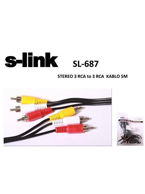 S-Link Sl-687 3Rca To 3Rca 5Mt Kablo