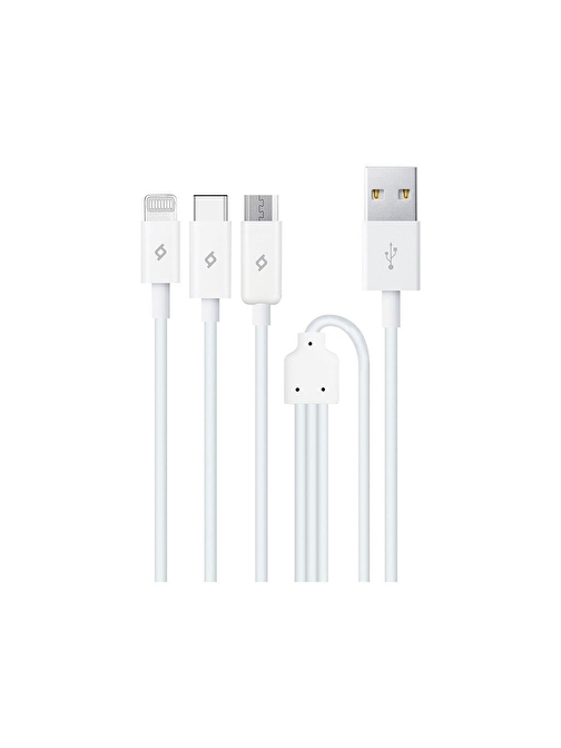 TTEC Apple 2DK7521 Micro Lightning - Micro USB - Type-C Hızlı Şarj Kablosu 1.2 m Beyaz