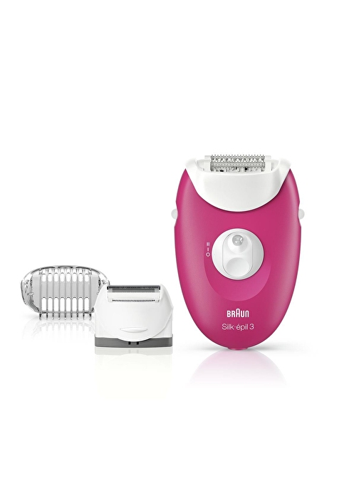 Braun Silk-Epil 3 3273 Epilatör 2 Ek Ataşmanlı Kablolu Epilatör Ahududu Pembe