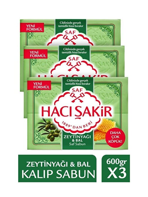 Hacı Şakir Zeytinyağı & Bal Kalıp Sabun 4x150 gr x 3 Adet