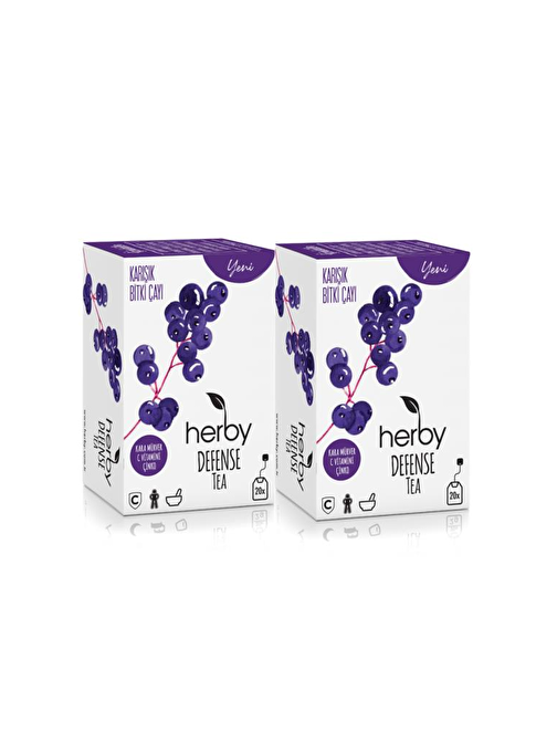 Herby Defense Tea Kara Mürver Bağışıklığa Destek Bitki Çayı 20'li Poşet Çay x 2 adet