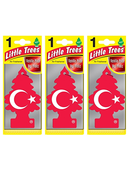 Little Trees 3'Lü Türk Bayrağı Vanilya Aromalı Asma Oto Kokusu