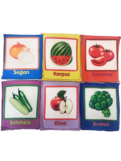 Birlik Oyuncak Babycim Eğitici Meyveler ve Sebzeler Soft Kartları 6 Parça 0 - 24 Ay